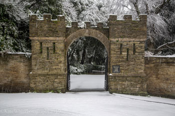 Pideaux Place gate in the snow