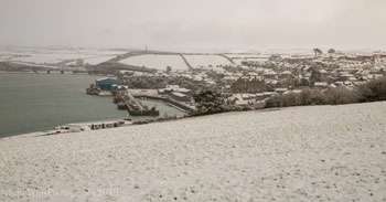 Padstow from above in the snow