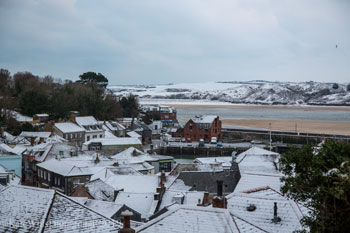 Padstow roof tops in the snow