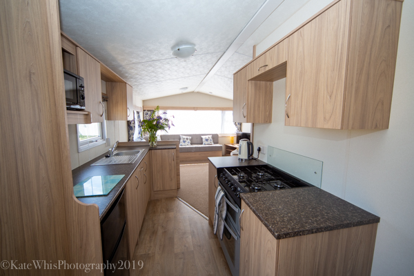 Kitchen in the caravan at The Oaks